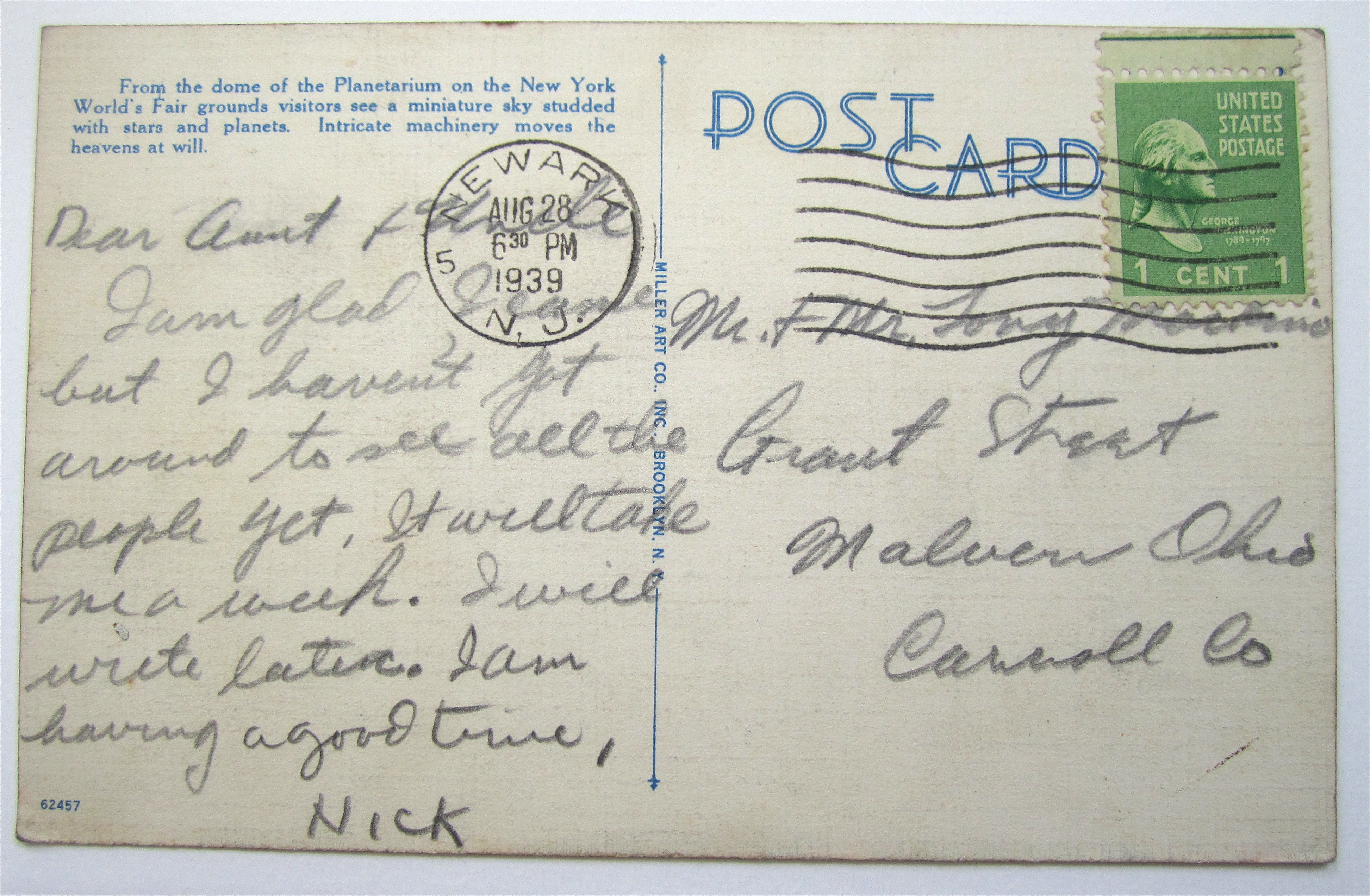The Planetarium, New York World's Fair Postcard