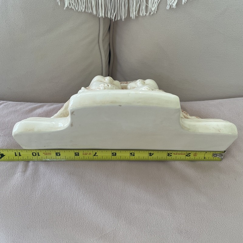 Vintage Pastel Pink Cherubs Wall Shelf, Shabby Chic Victorian Angels, Wall Sconce, Porcelain
