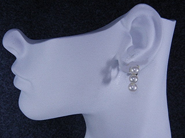 14K White Gold Cultured Pearls Screwback Earrings
