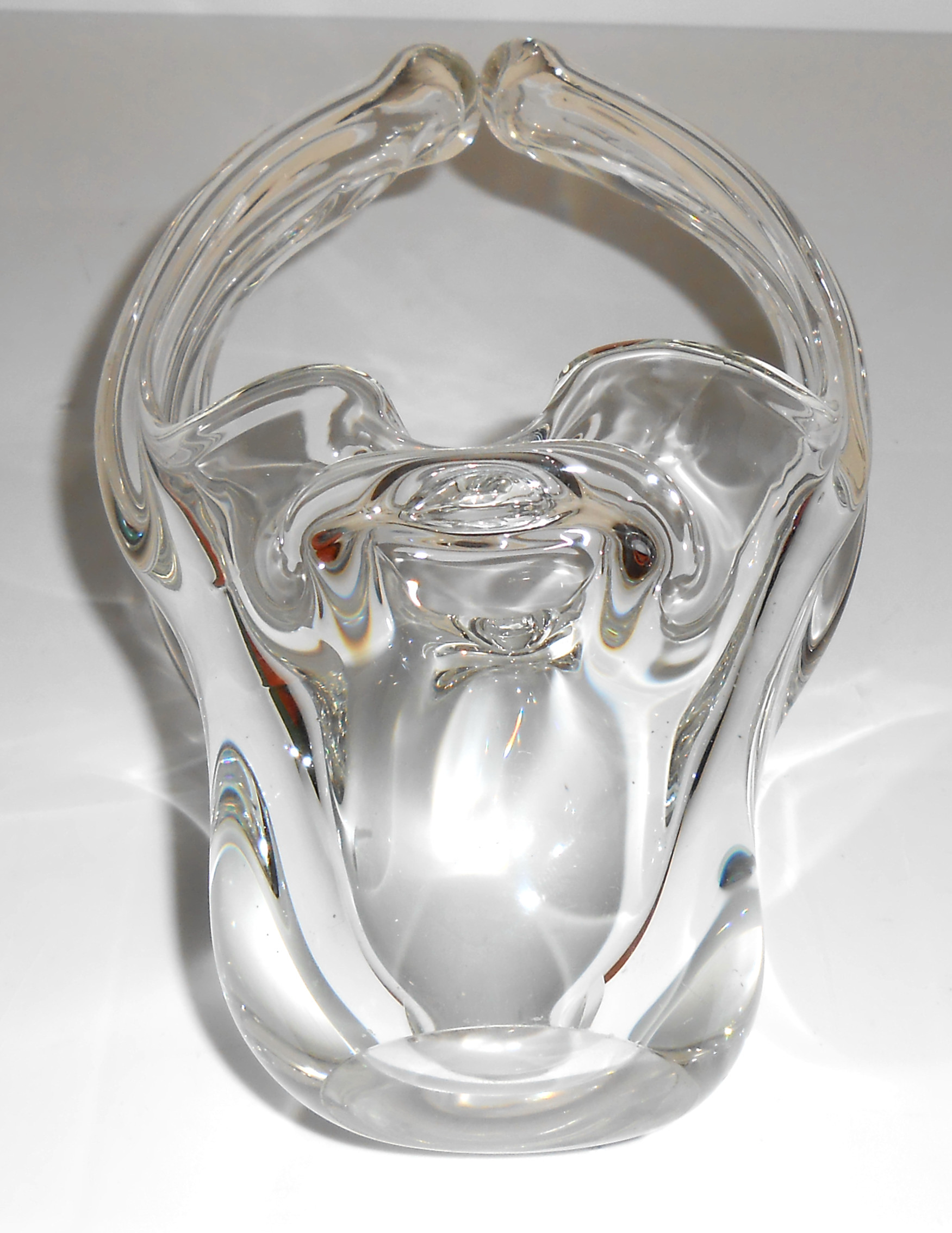 Murano Art Glass Clear Looping Handles Ashtray/Basket!