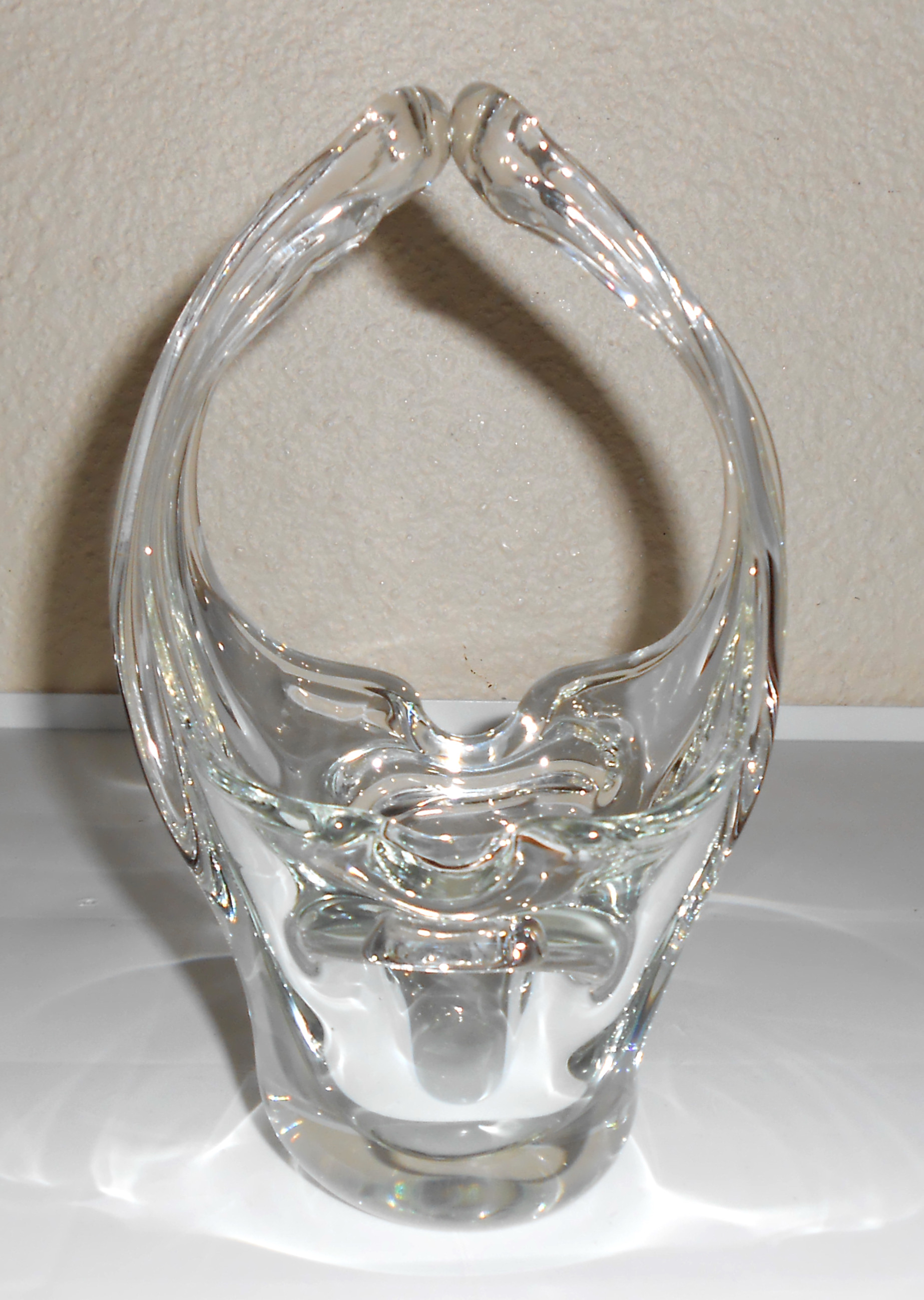 Murano Art Glass Clear Looping Handles Ashtray/Basket!