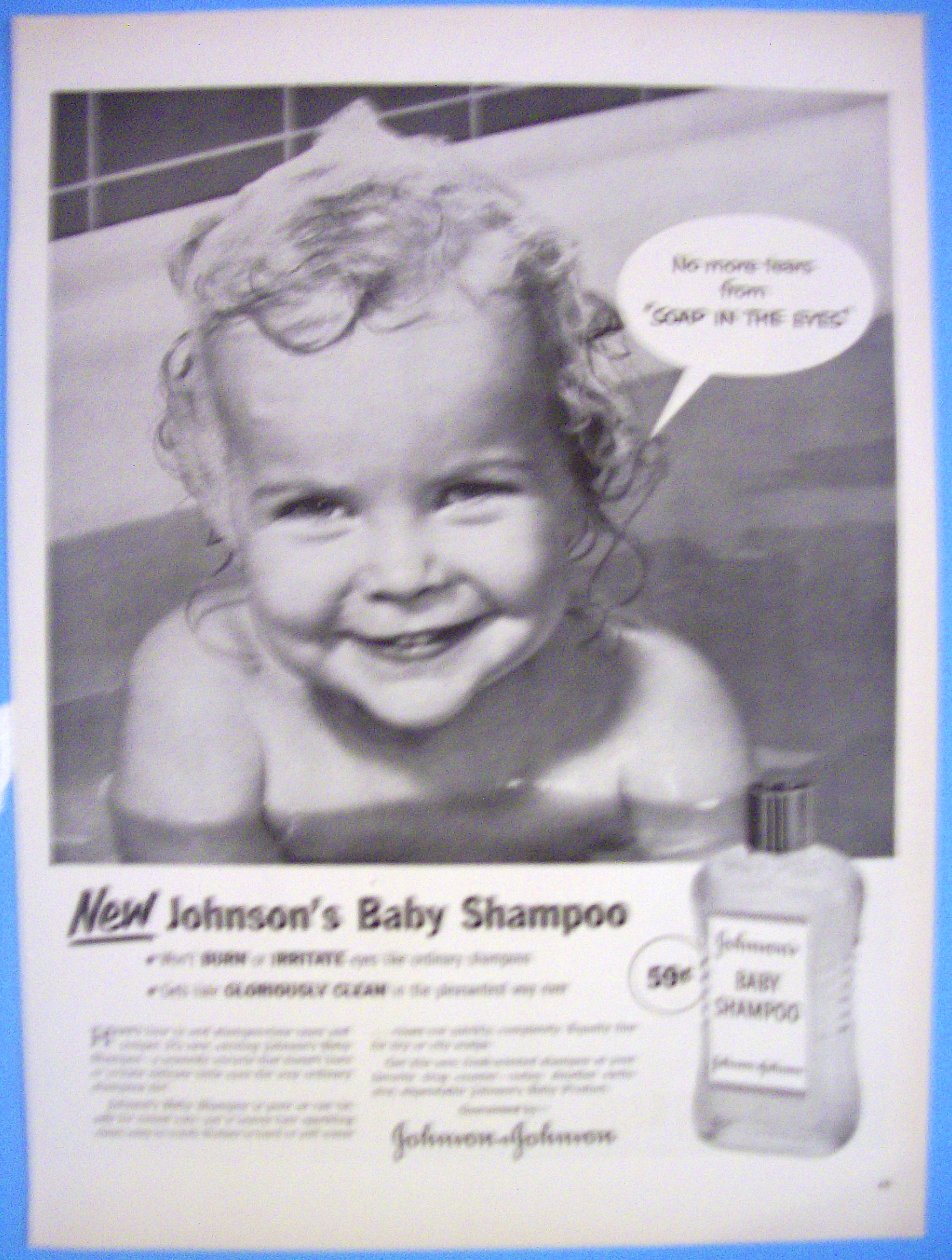 1954 Johnson's Baby Shampoo with Baby Smiling