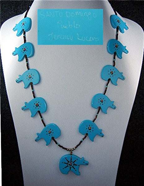 Native American Turquoise Sterling Silver Bears Santo D