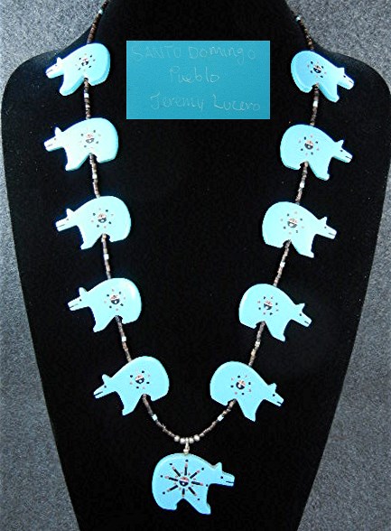 Native American Turquoise Sterling Silver Bears Santo D