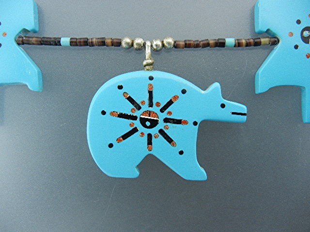 Native American Turquoise Sterling Silver Bears Santo D