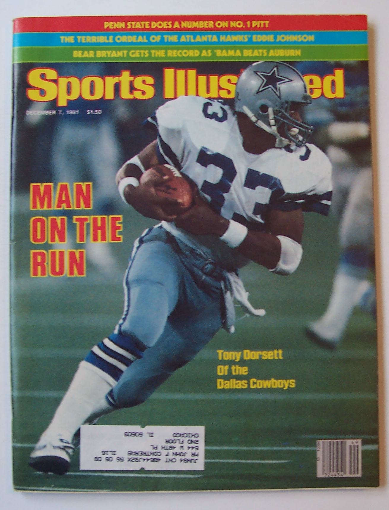 Sports Illustrated Magazine -Dec 7, 1981- Tony Dorsett