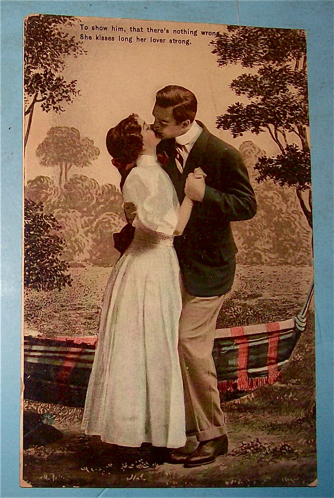 She Kisses Long Her Lover Strong Postcard