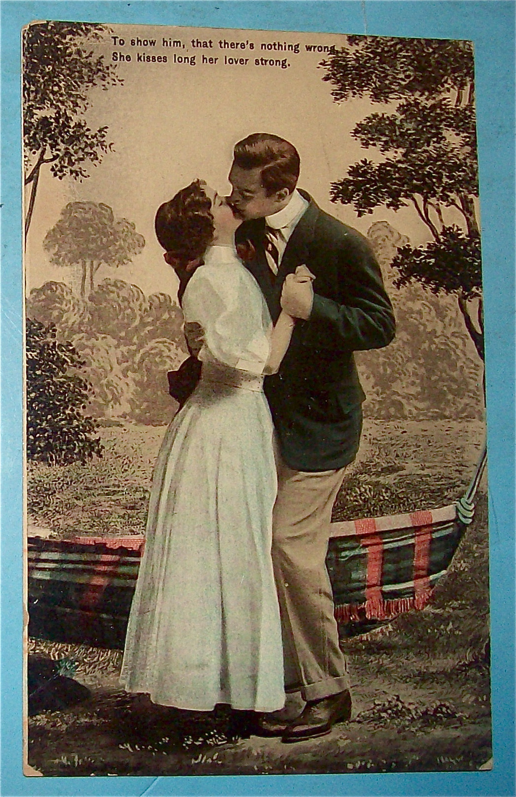She Kisses Long Her Lover Strong Postcard