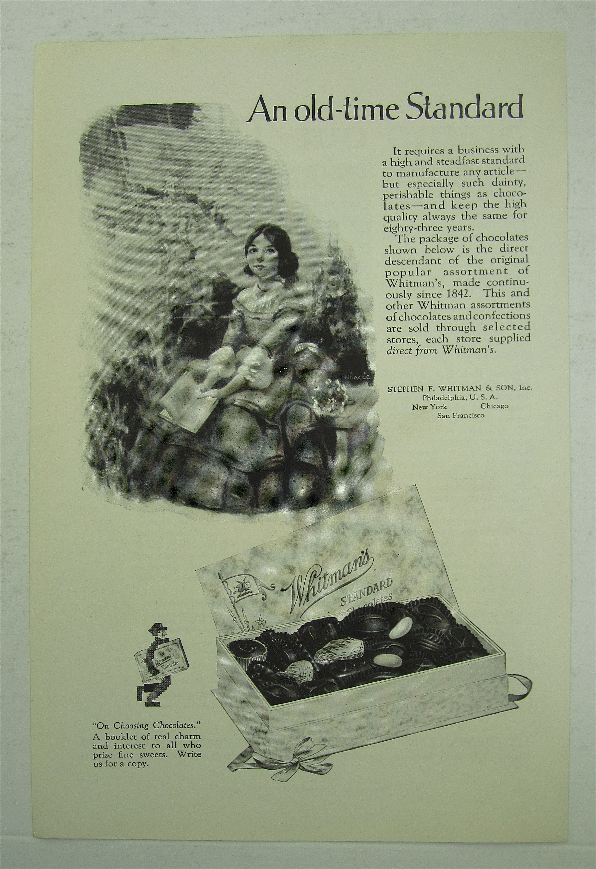 1925 Whitman's Candies with Little Girl & Book