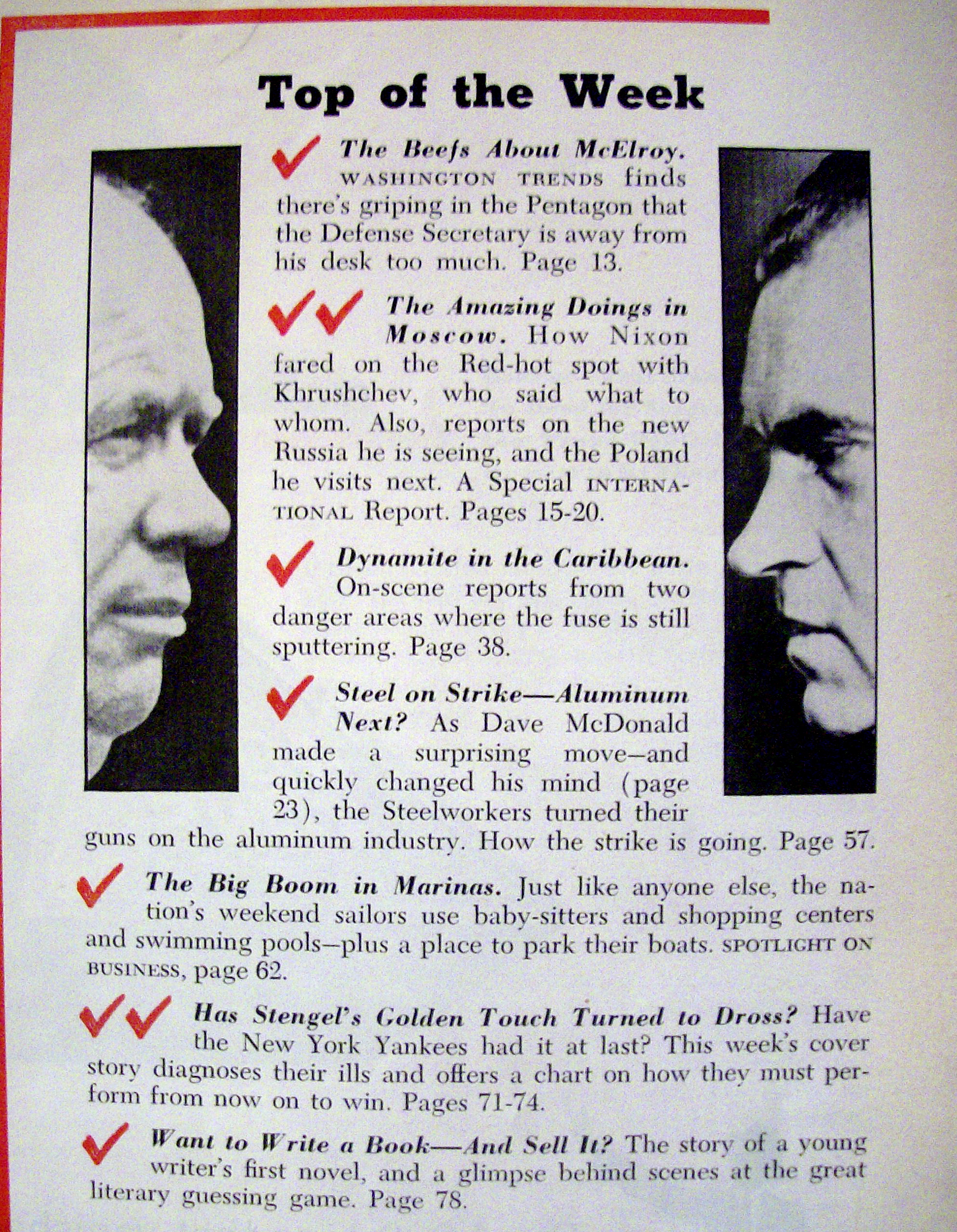 Newsweek Magazine - August 3, 1959 - Nixon