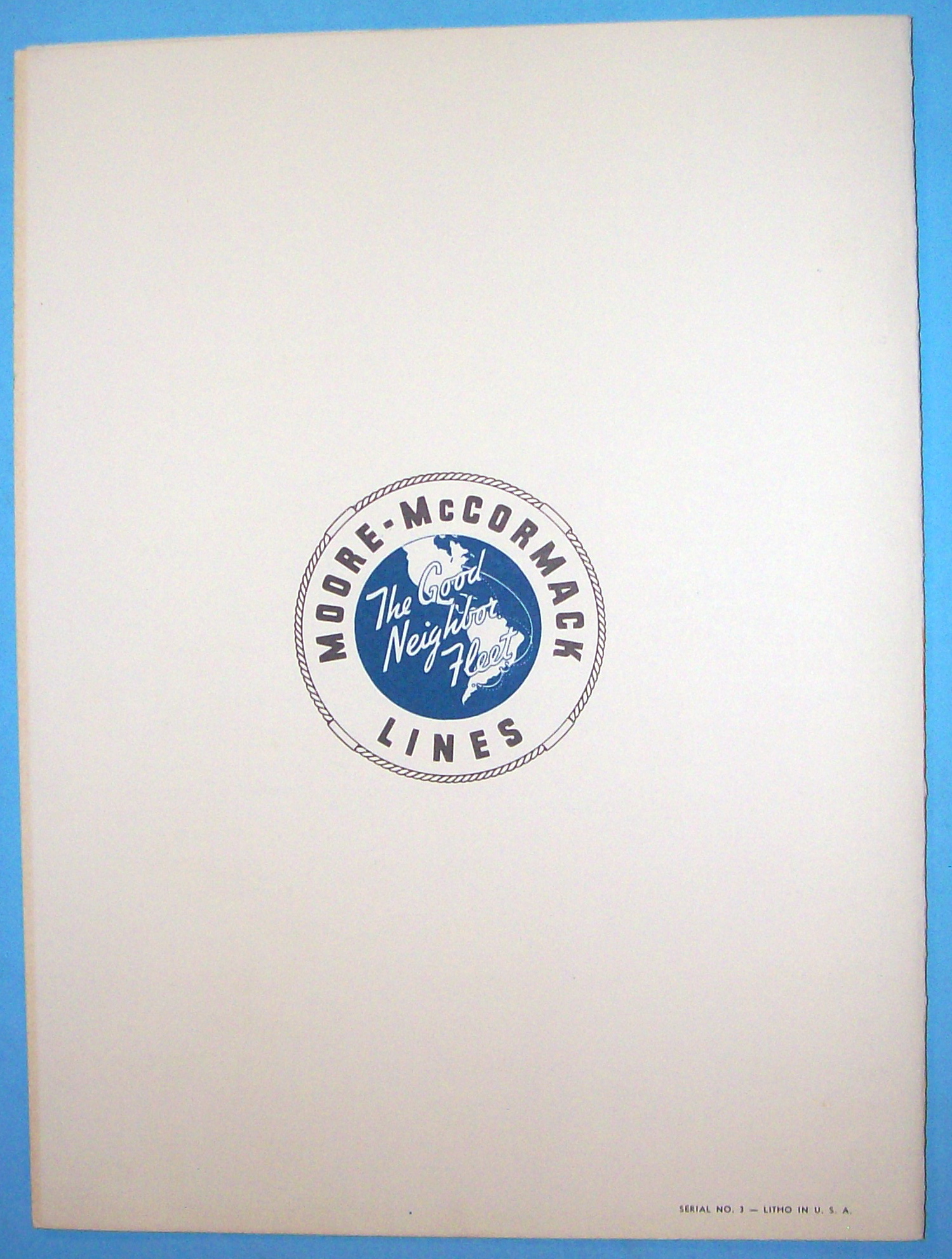 S. S. Brazil Menu (Moore Mc Cormack Lines) May 14, 1956