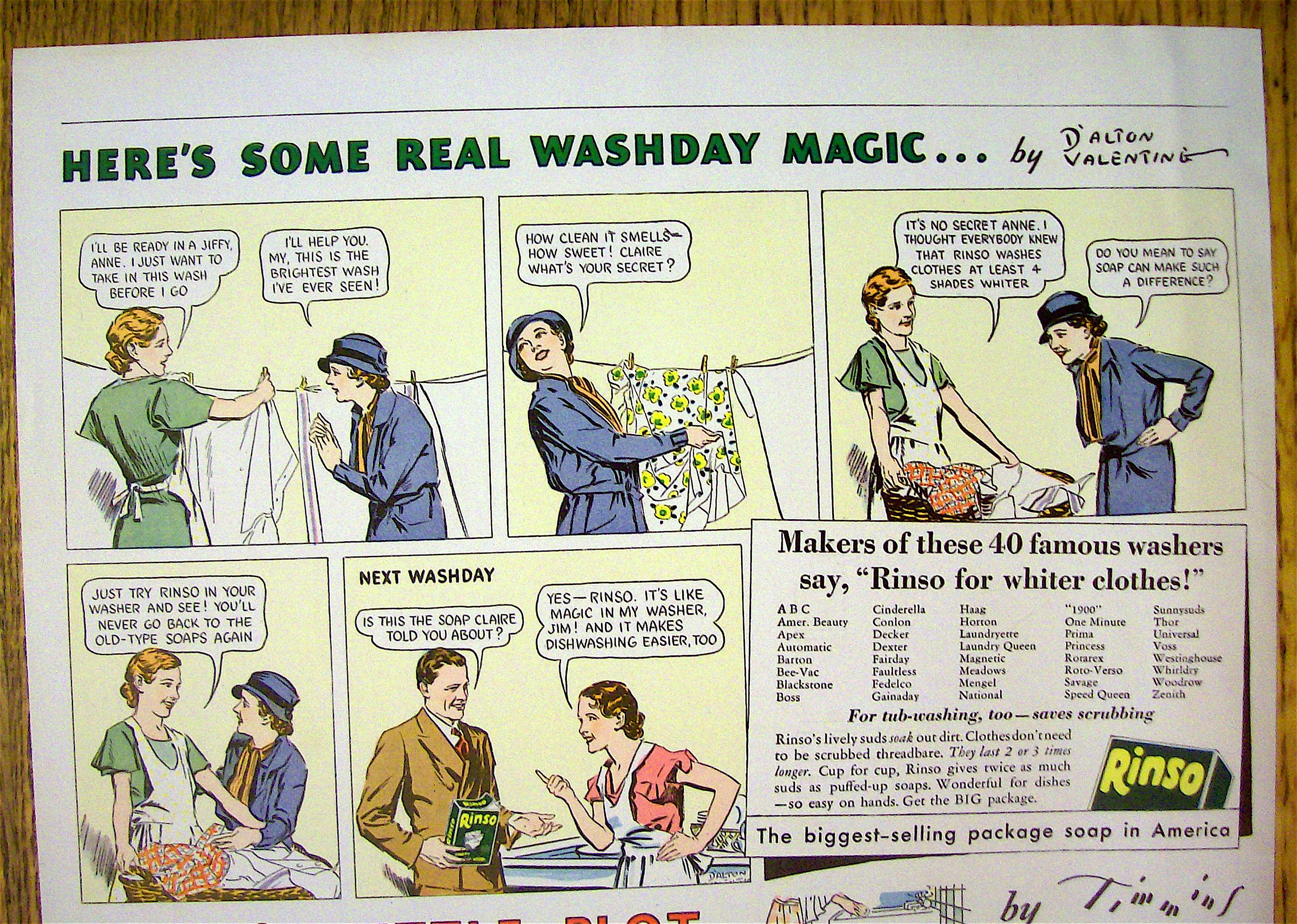 1934 Rinso & Lifebuoy Soap with Laura's Little Plot