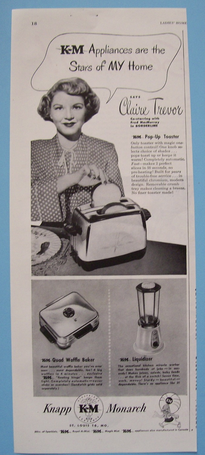 Vintage Ad: 1949 KM Appliances with Claire Trevor
