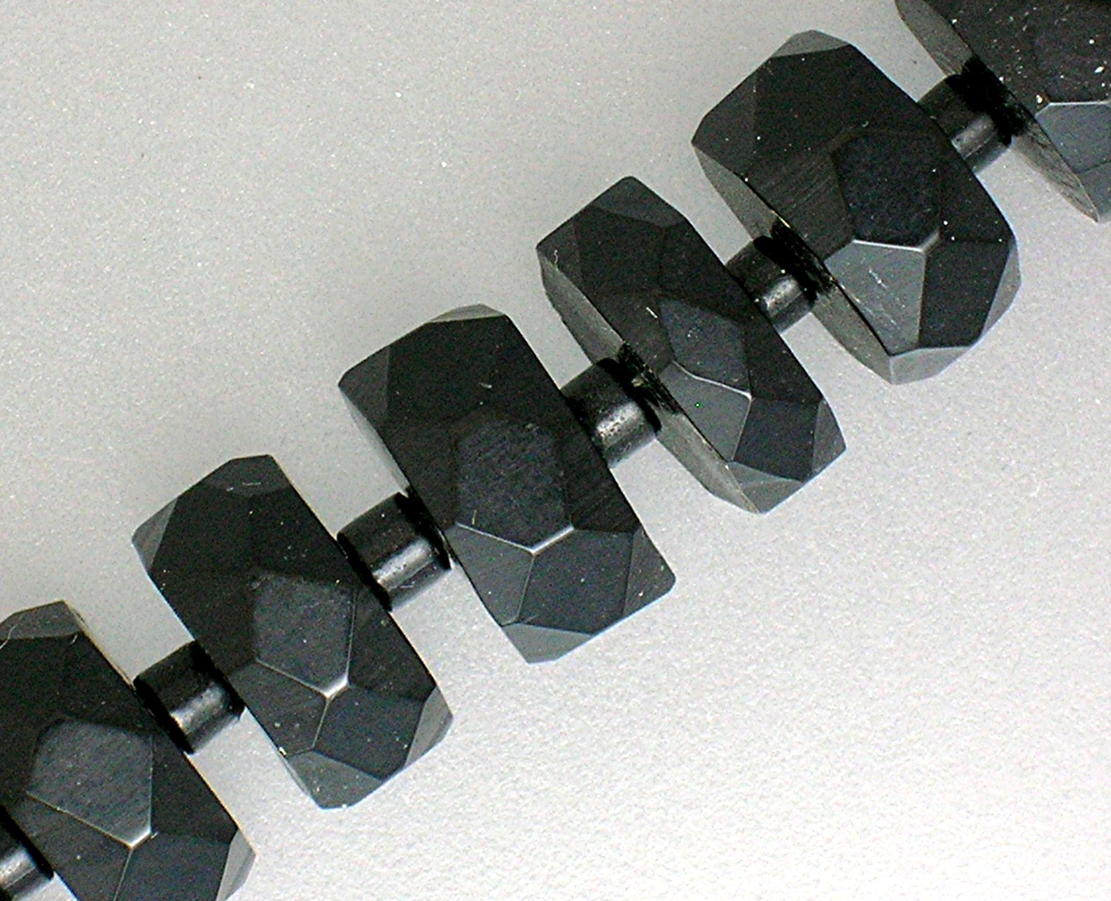 Bakelite Black Faceted 15 Inch Necklace