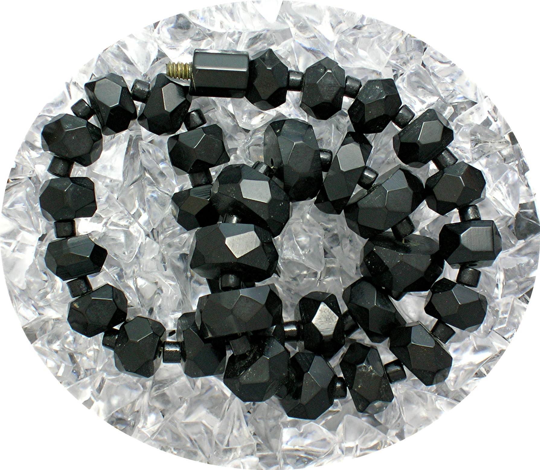 Bakelite Black Faceted 15 Inch Necklace