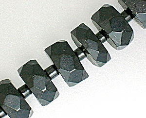 Bakelite Black Faceted 15 Inch Necklace