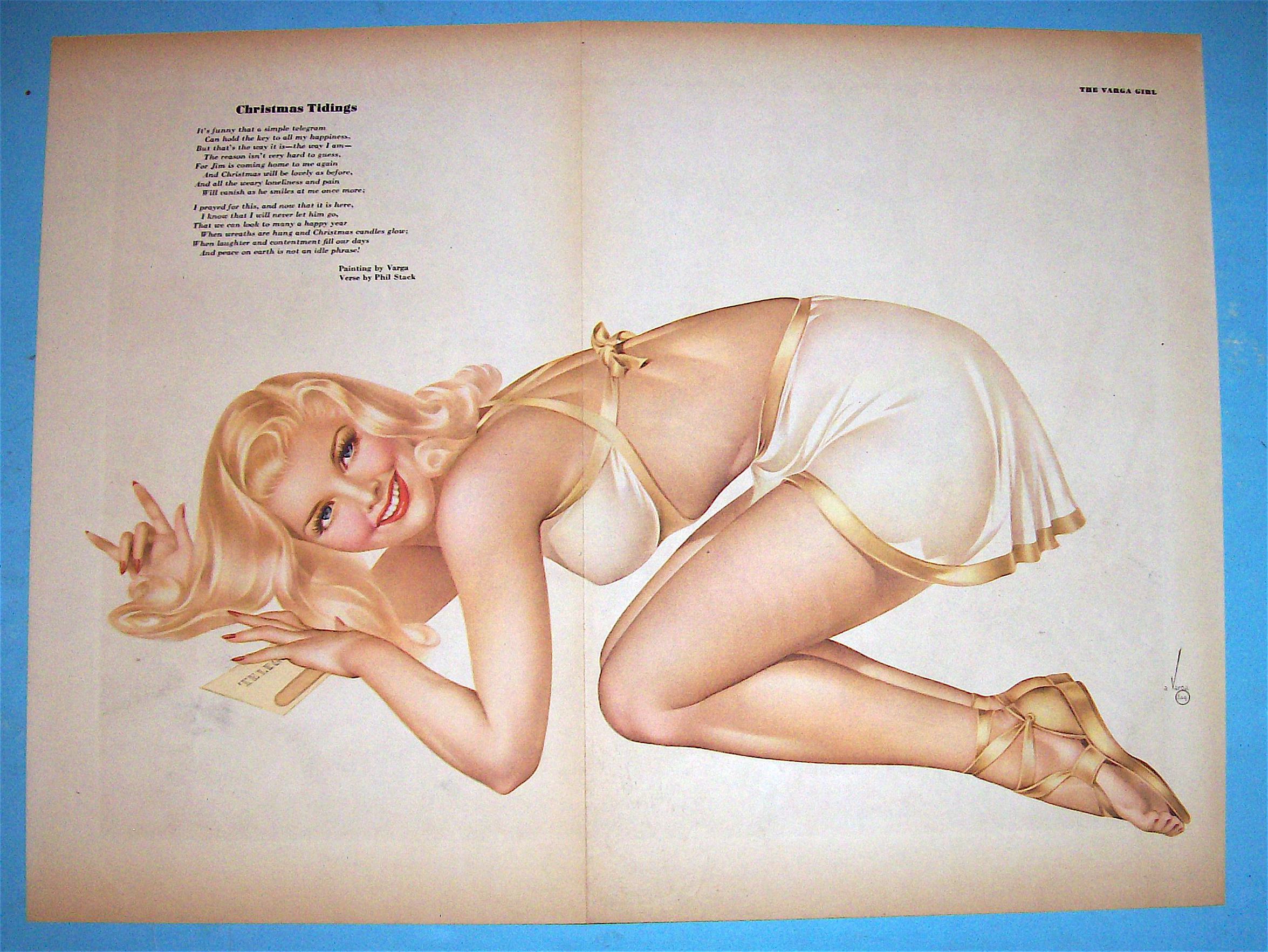Esquire Girl Pin-Up December 1945 Christmas Tidings