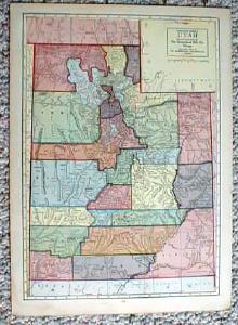 1911 Map of Arizona & Utah Antique