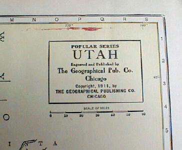 1911 Map of Arizona & Utah Antique