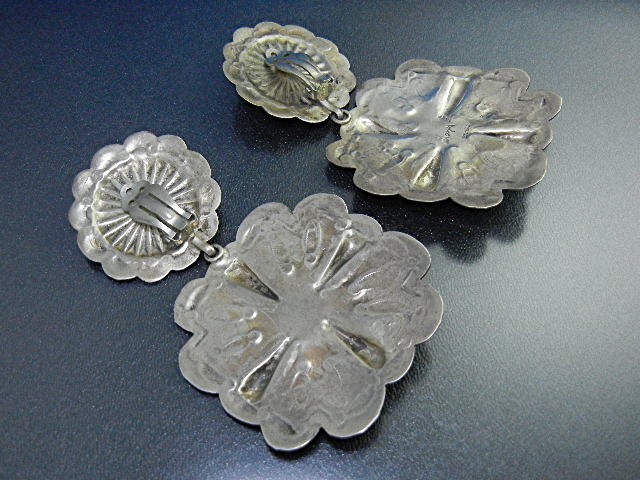 Gary G Navajo Sterling Silver 3 3/4 inch Clip Earrings