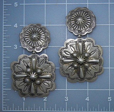 Gary G Navajo Sterling Silver 3 3/4 inch Clip Earrings