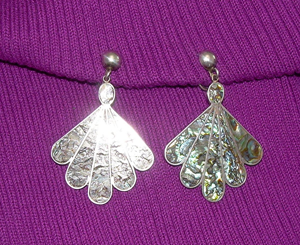 Sterling Silver Mosaic Inlay screw back  Earrings