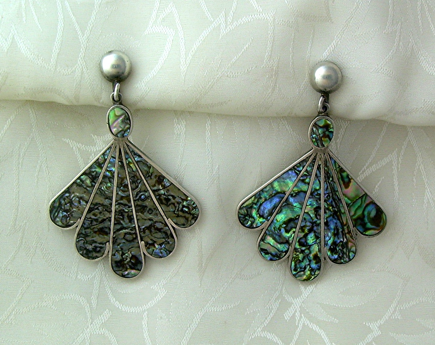 Sterling Silver Mosaic Inlay screw back  Earrings