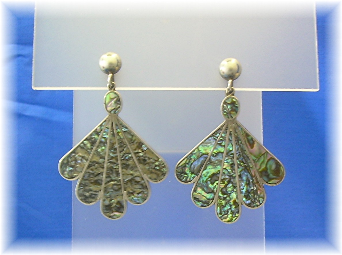 Sterling Silver Mosaic Inlay screw back  Earrings