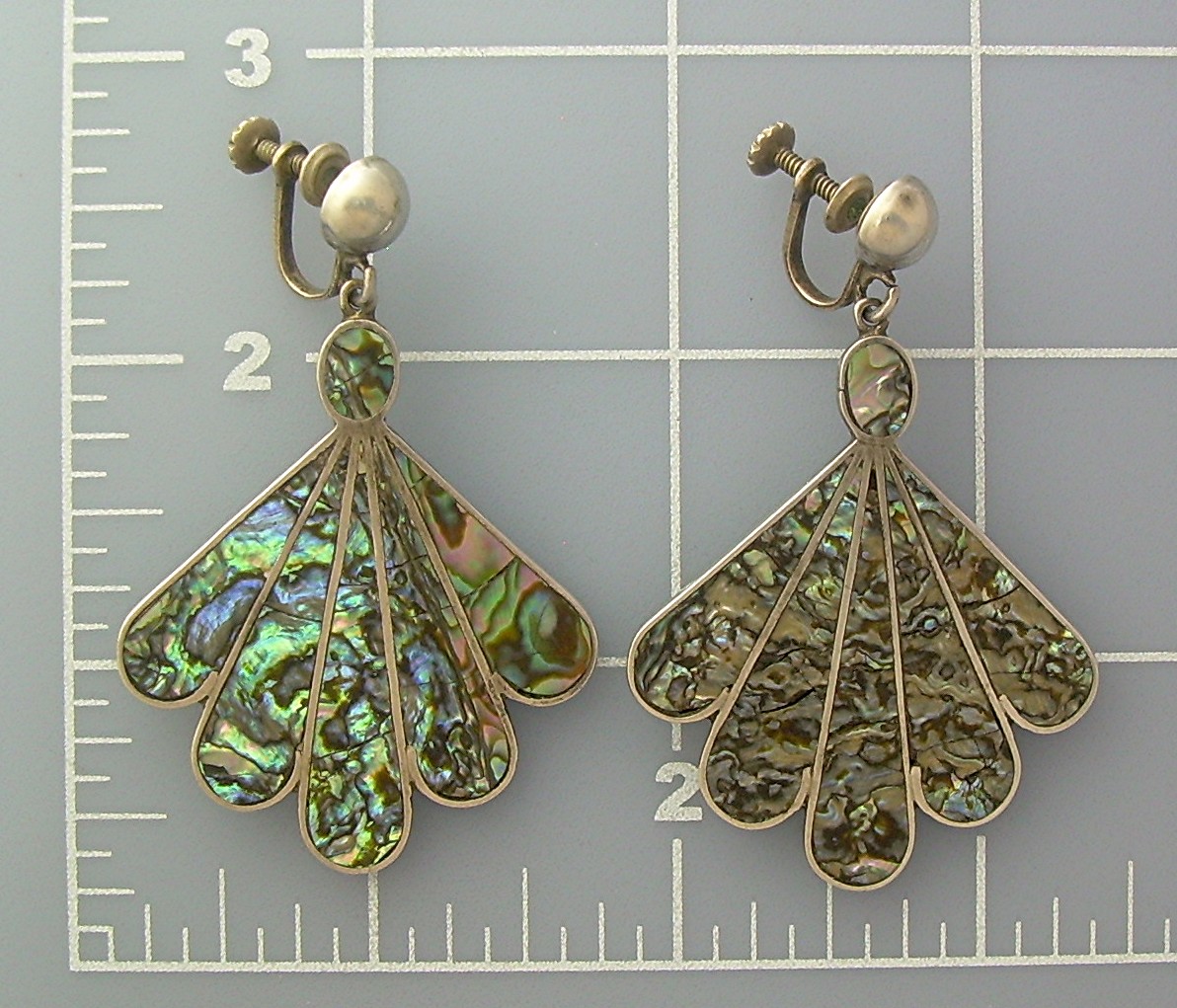 Sterling Silver Mosaic Inlay screw back  Earrings