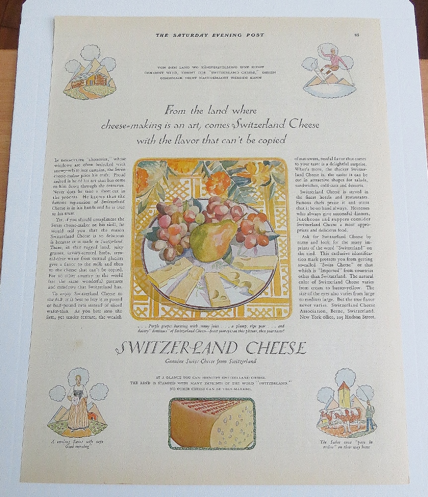 1928 Switzerland Cheese With Fruit & Cheese