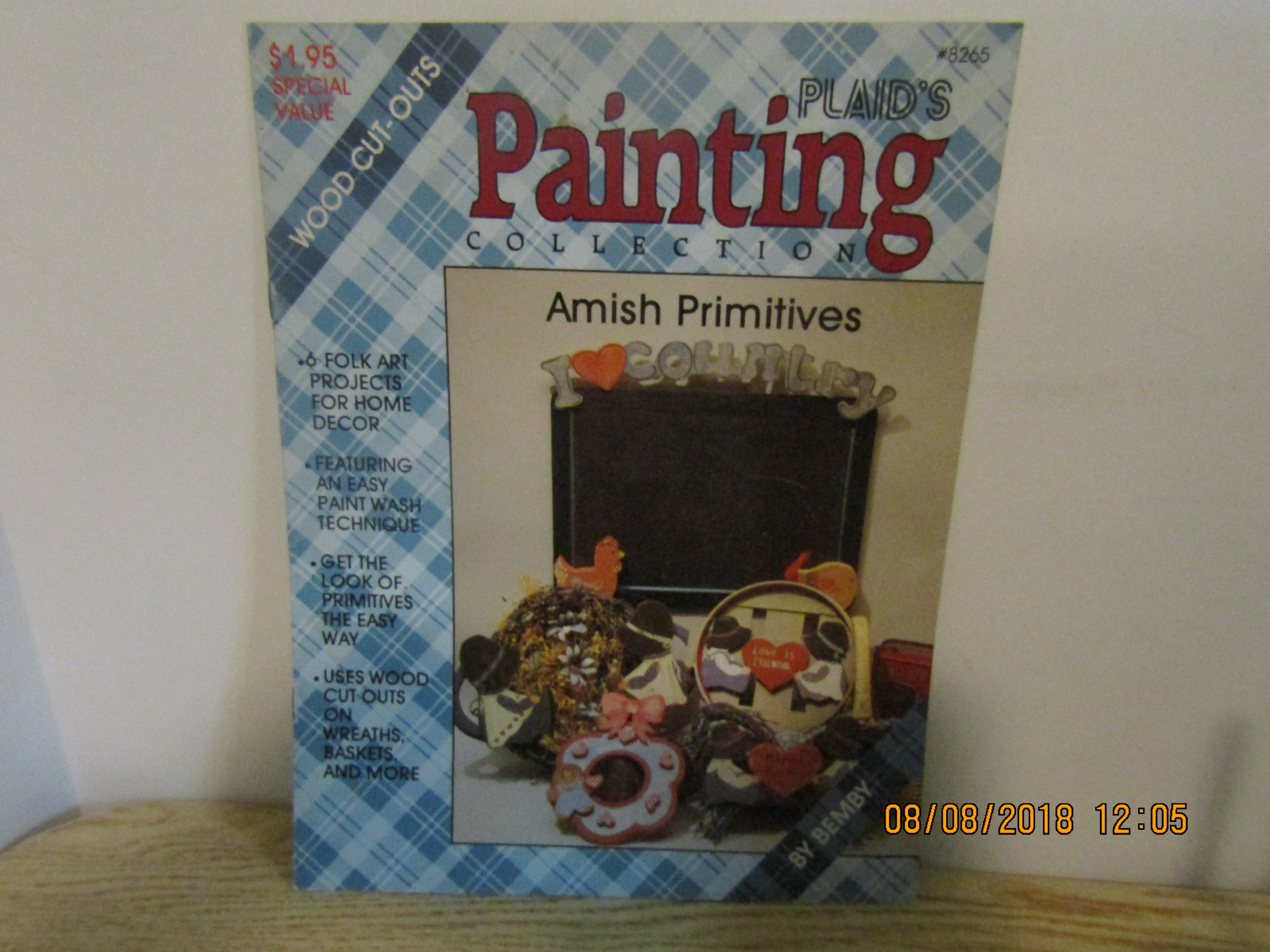 Plaid Book Country Painting Amish Primitives  #8265