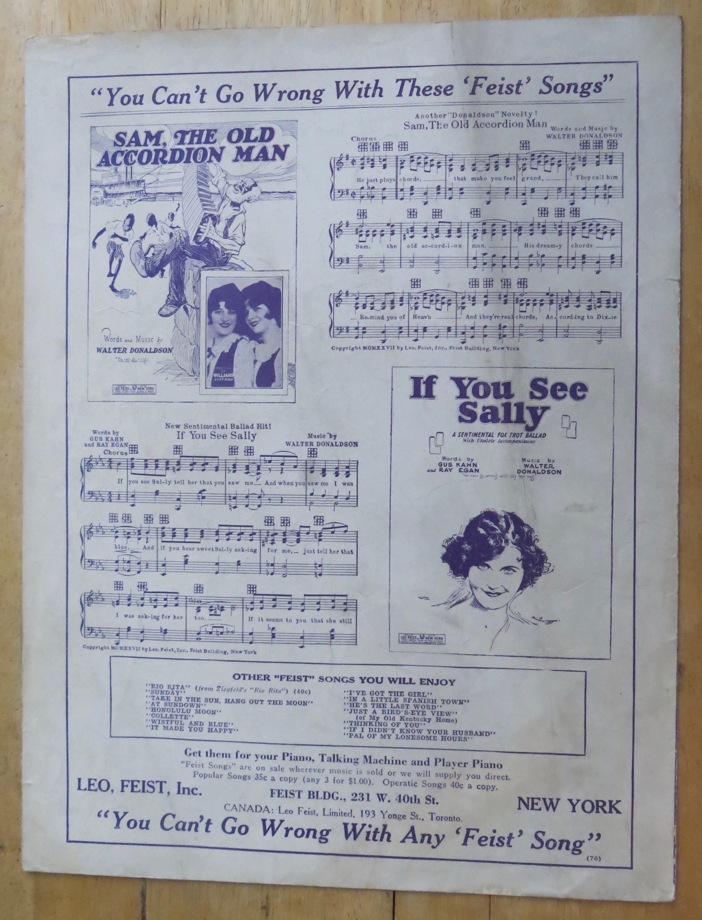1927 He's The Last Word Sheet Music