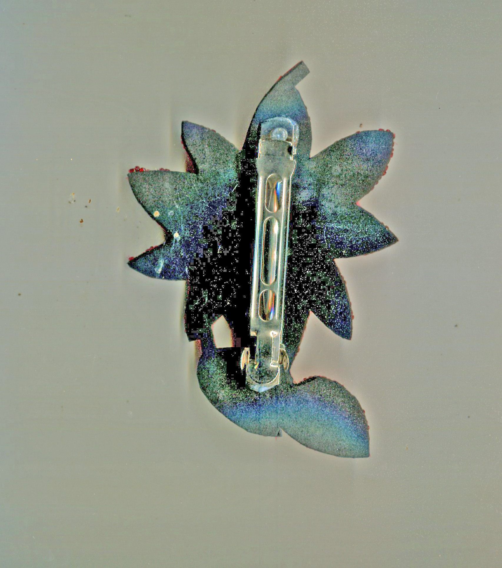 Red Sequins Flower & Bud Design Barrette/Hair Clip