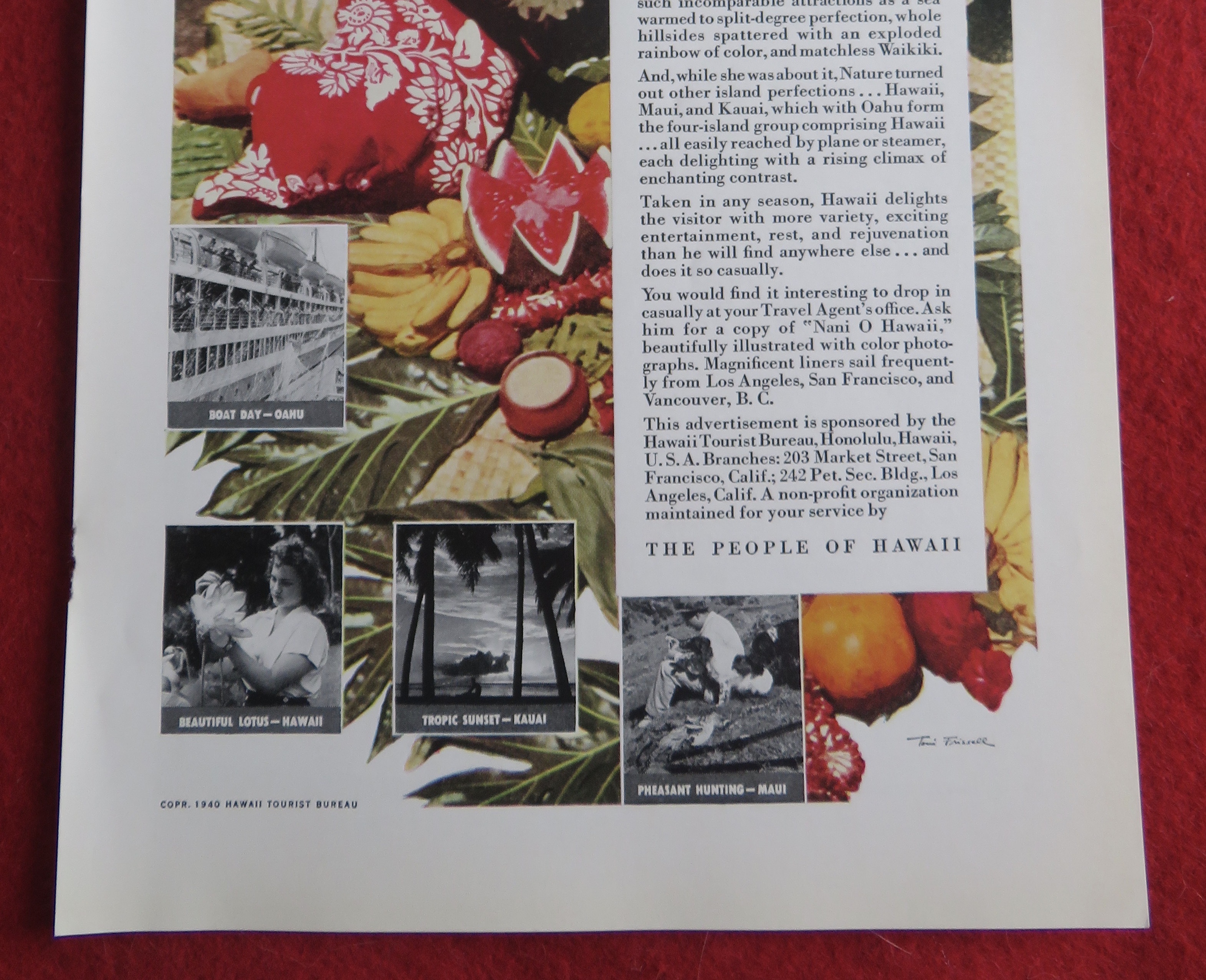 1940 Hawaii Tourist Bureau with Lovely Hawaiian Woman