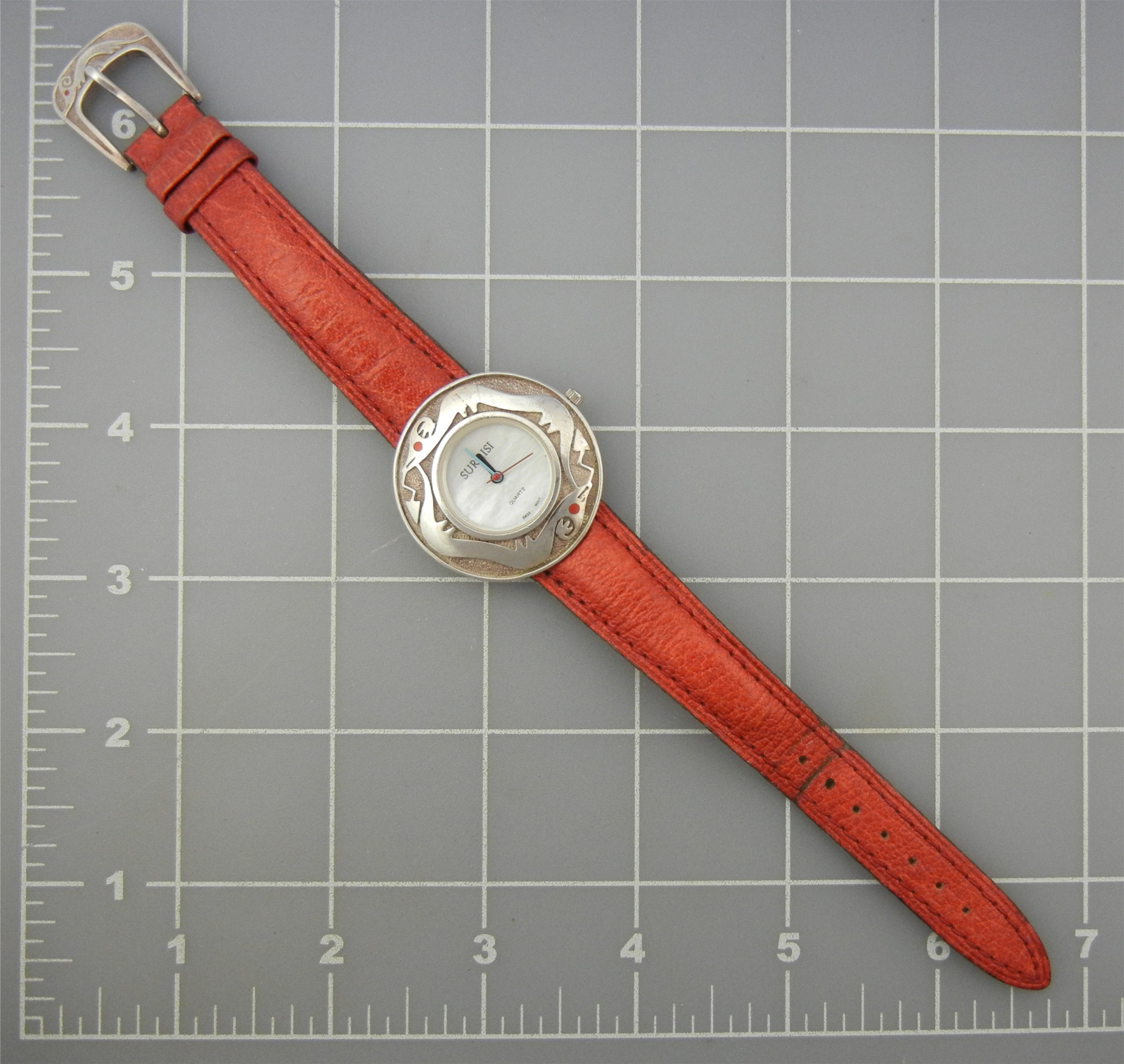 Surrisi Sterling Silver Santa Fe Serpent Watch Coral Ey