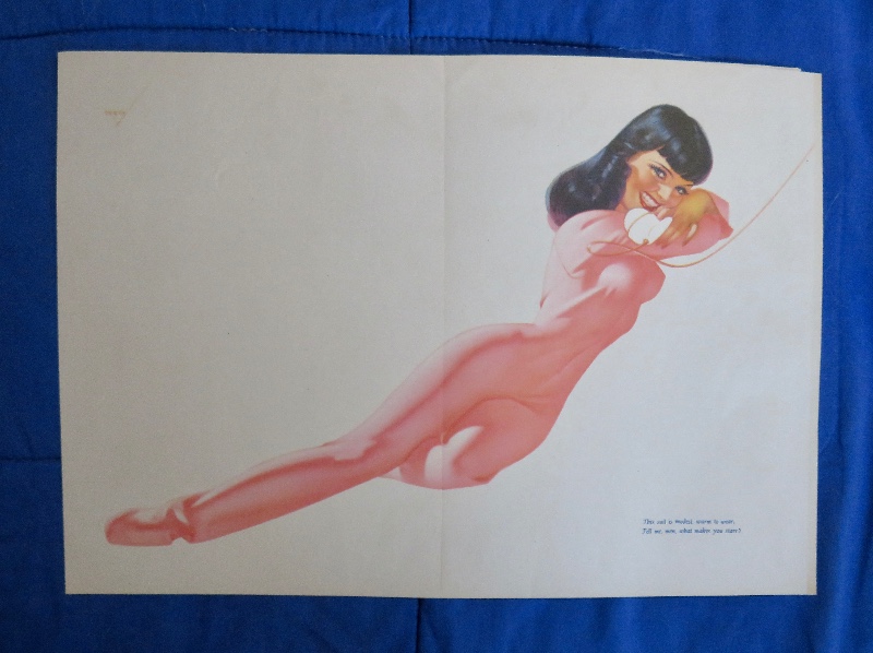 Original 1947 Sexy Pin Up Girl Woman Wearing Pink One Piece Pajamas While Talking On The Telephone By George Petty