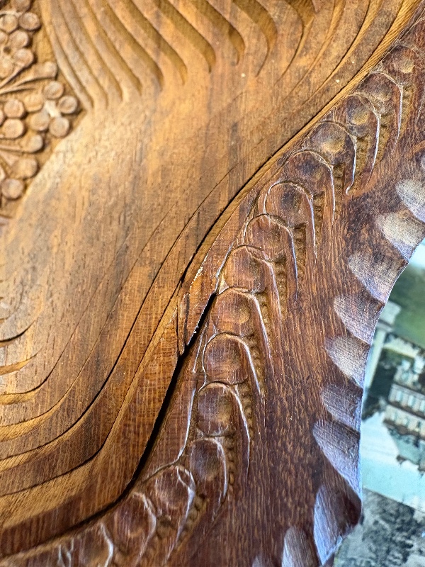Hand Carved Trivet Basket Folds flat to Serve as Trivet or Wall Decor