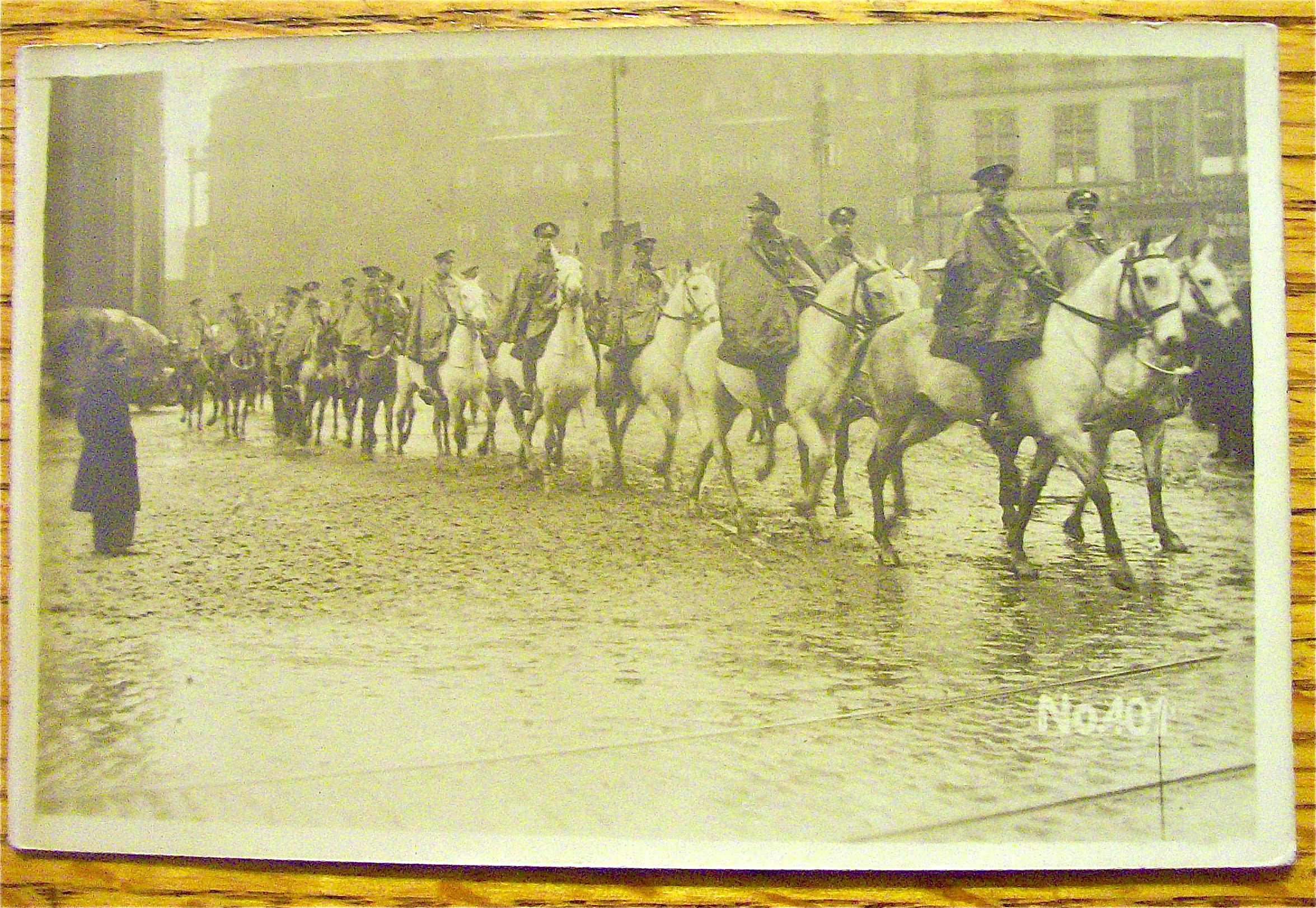 An Army Of Men On Horses In The Rain Postcard