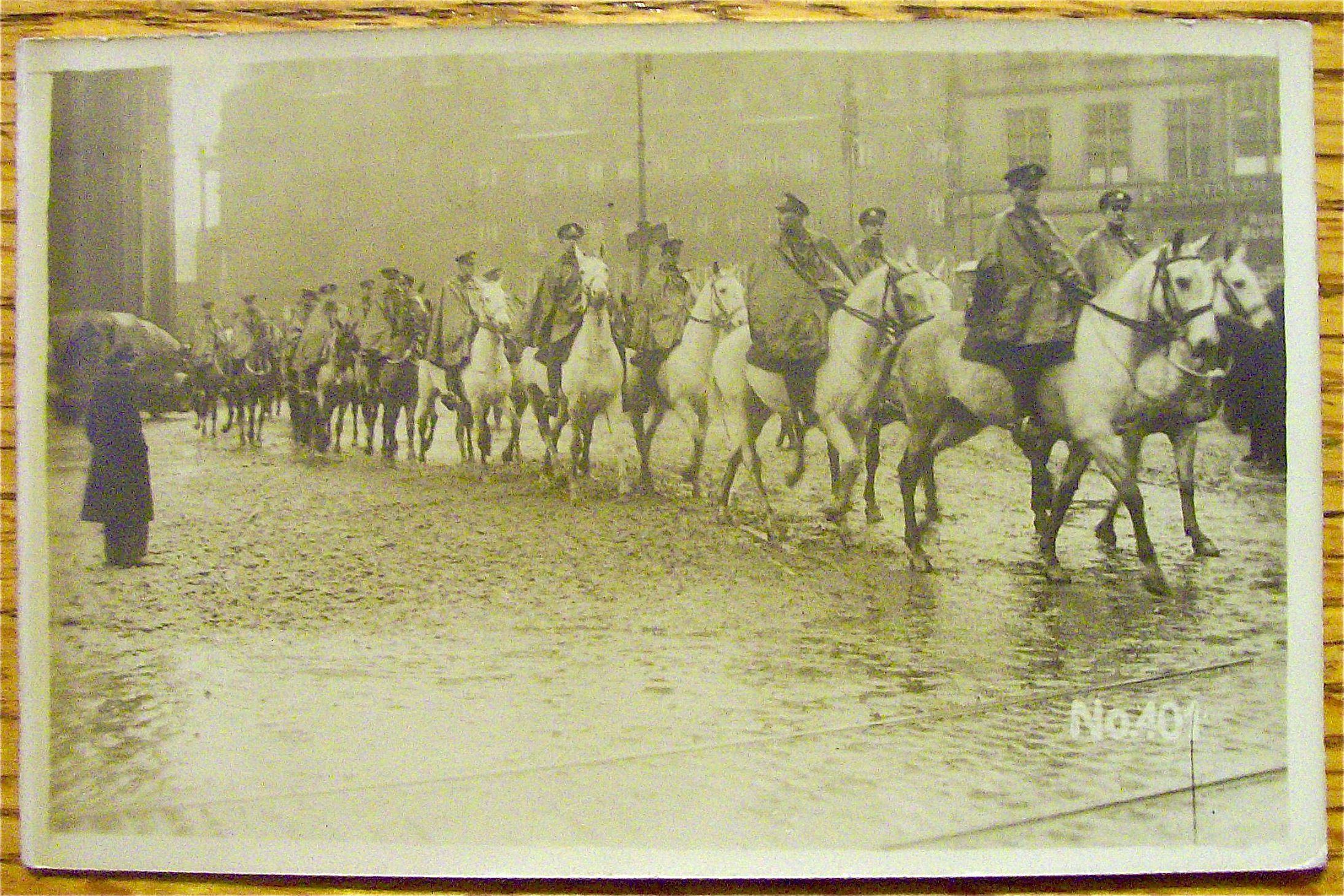An Army Of Men On Horses In The Rain Postcard