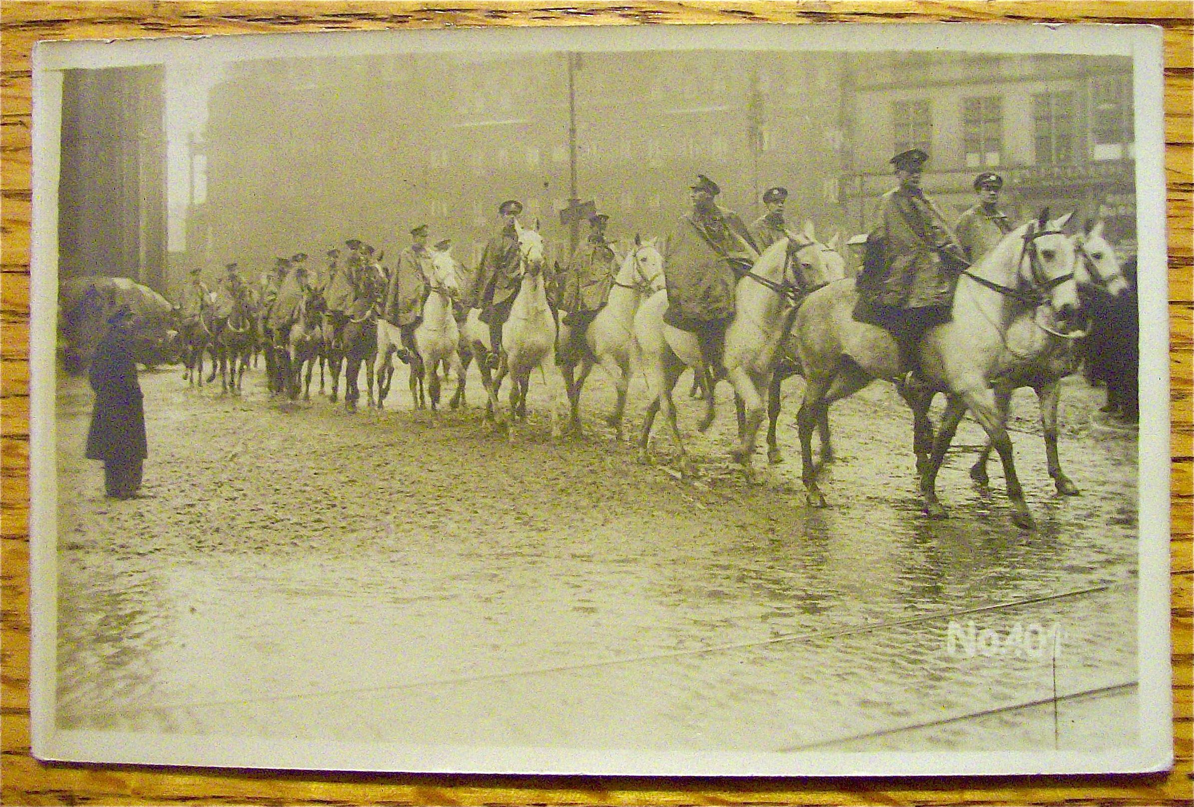 An Army Of Men On Horses In The Rain Postcard