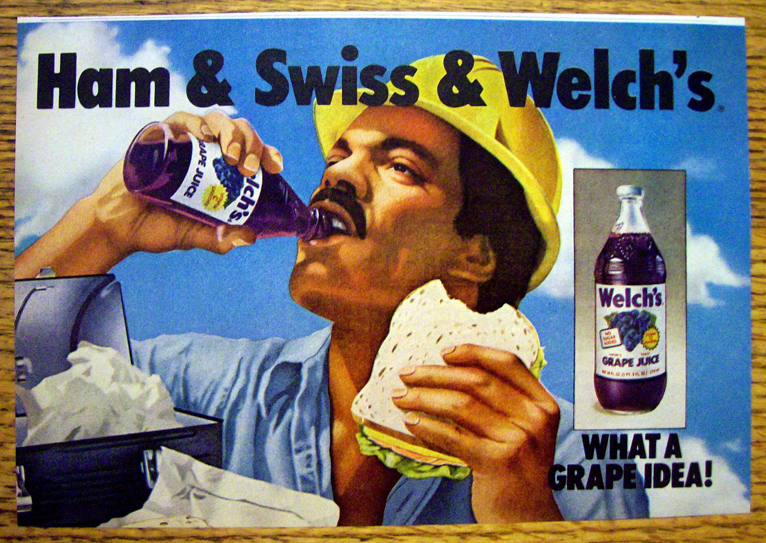 1973 Welch's Grape Juice with Man Eating Lunch