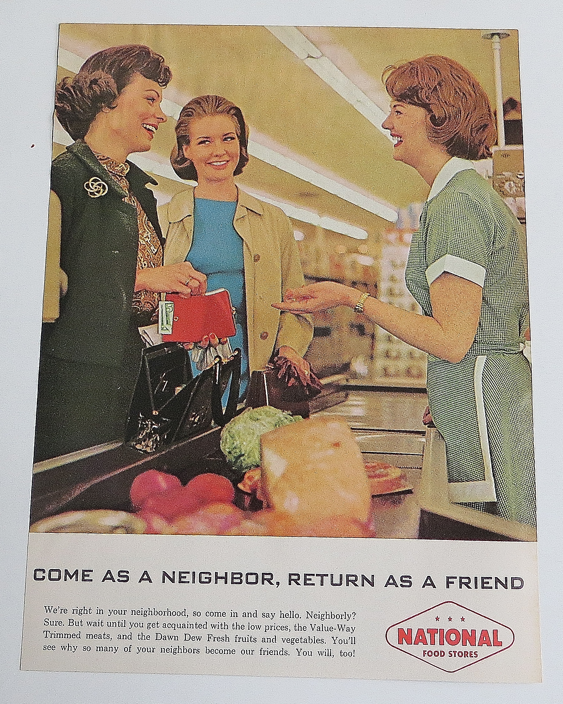 1963 National Food Stores With Women & Cashier Talking