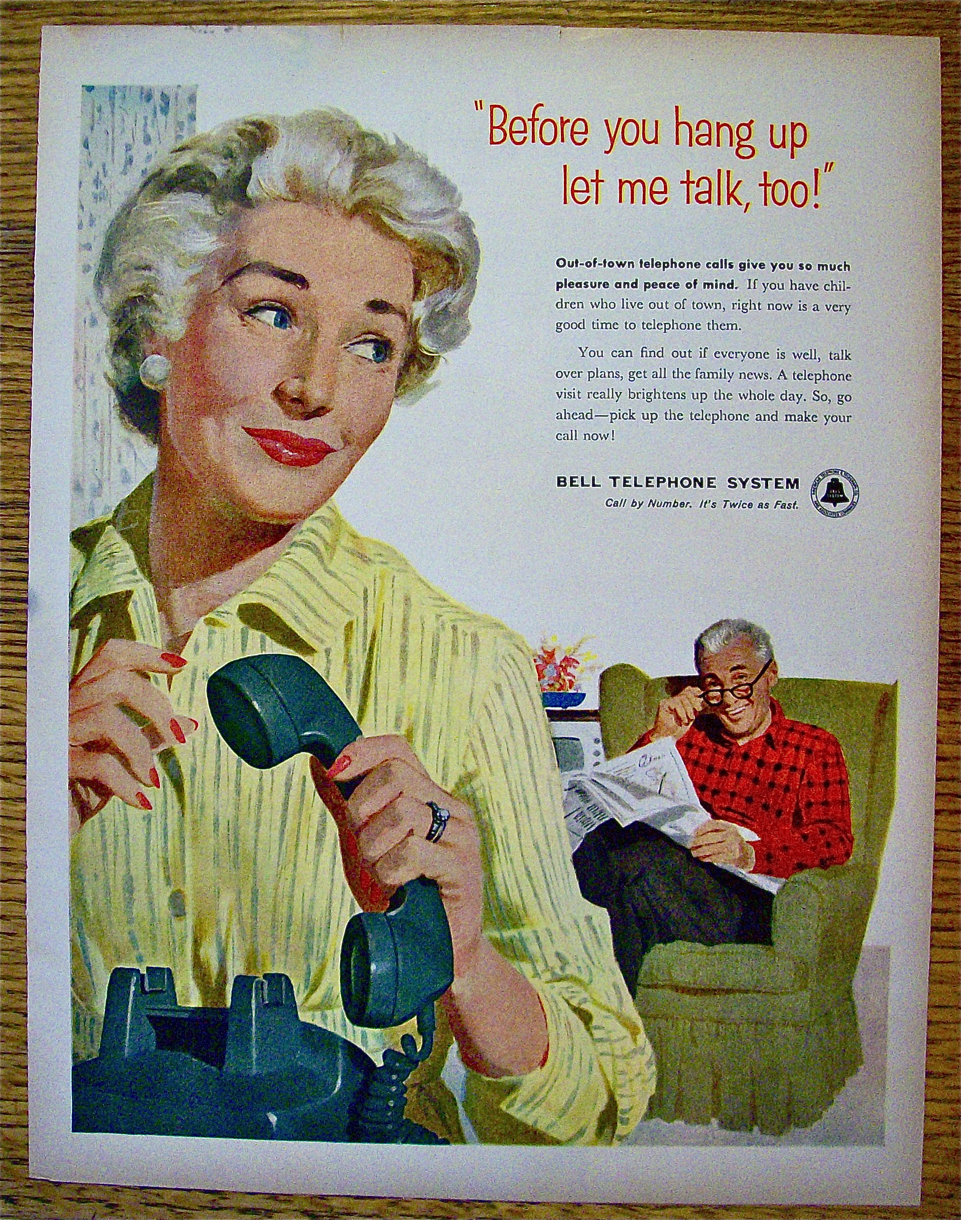 1958 Bell Telephone with Woman Hanging Up Telephone