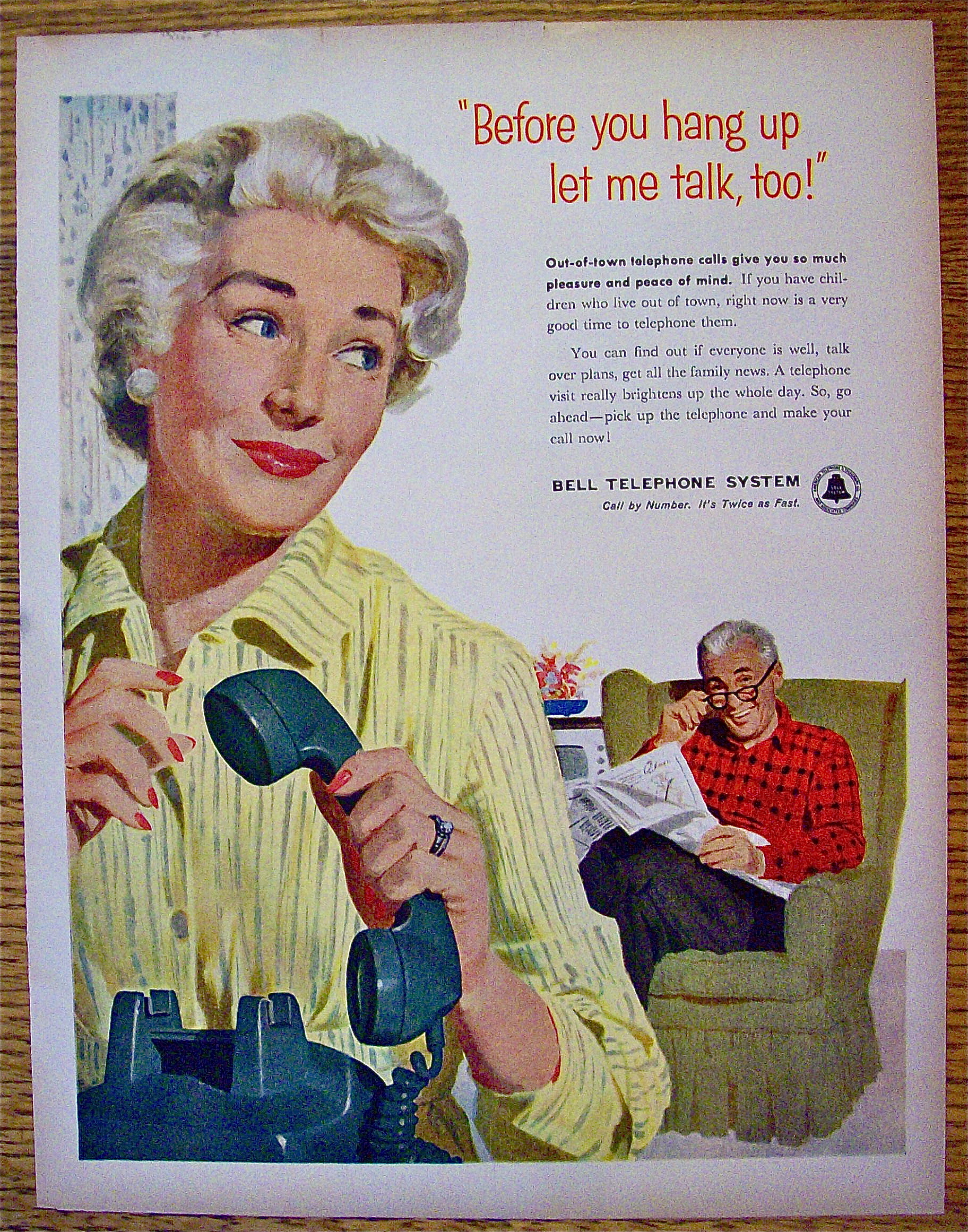 1958 Bell Telephone with Woman Hanging Up Telephone