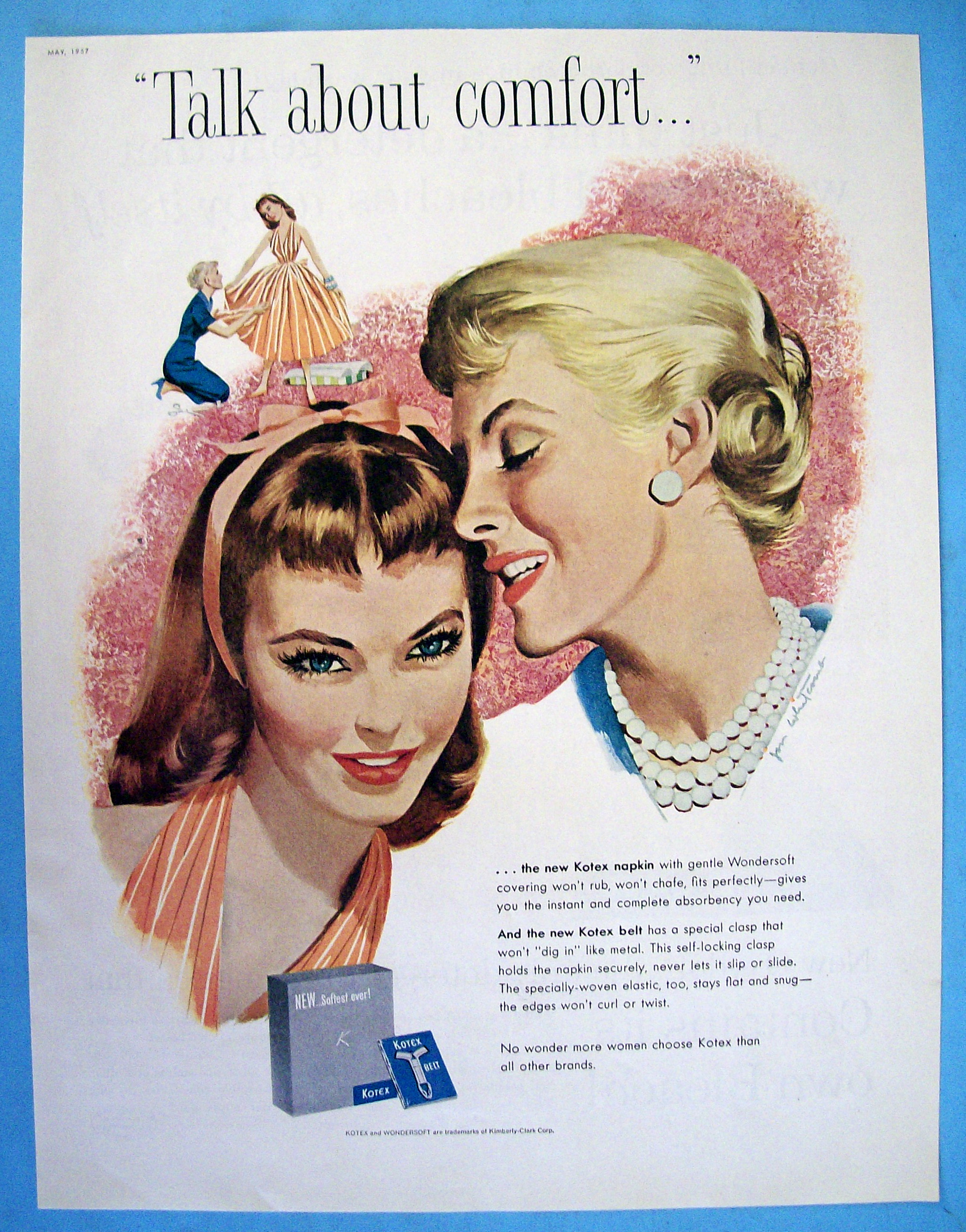 1957 Kotex Sanitary Napkins with Two Women Talking