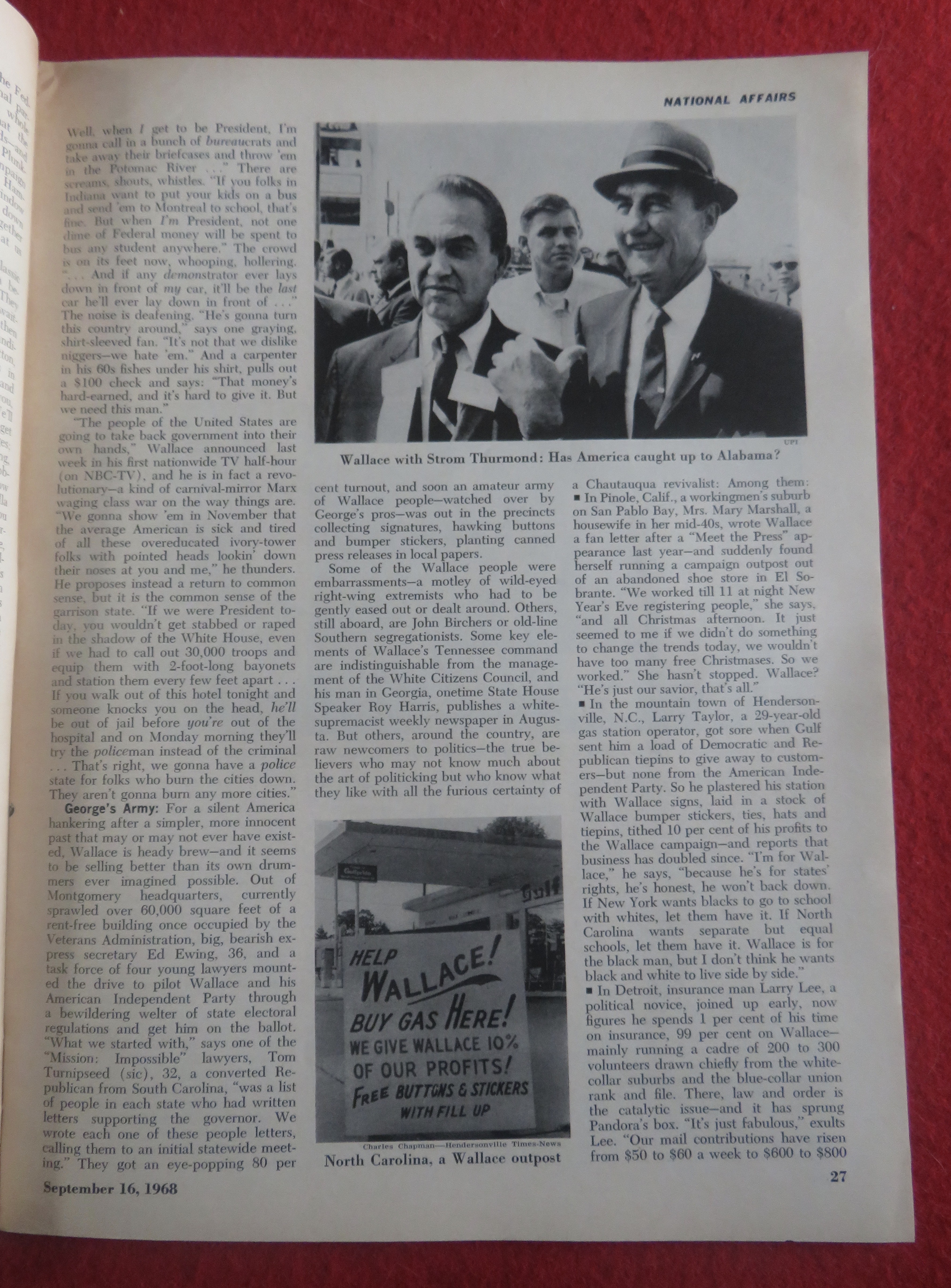 Newsweek Magazine-September 16, 1968-G. Wallace