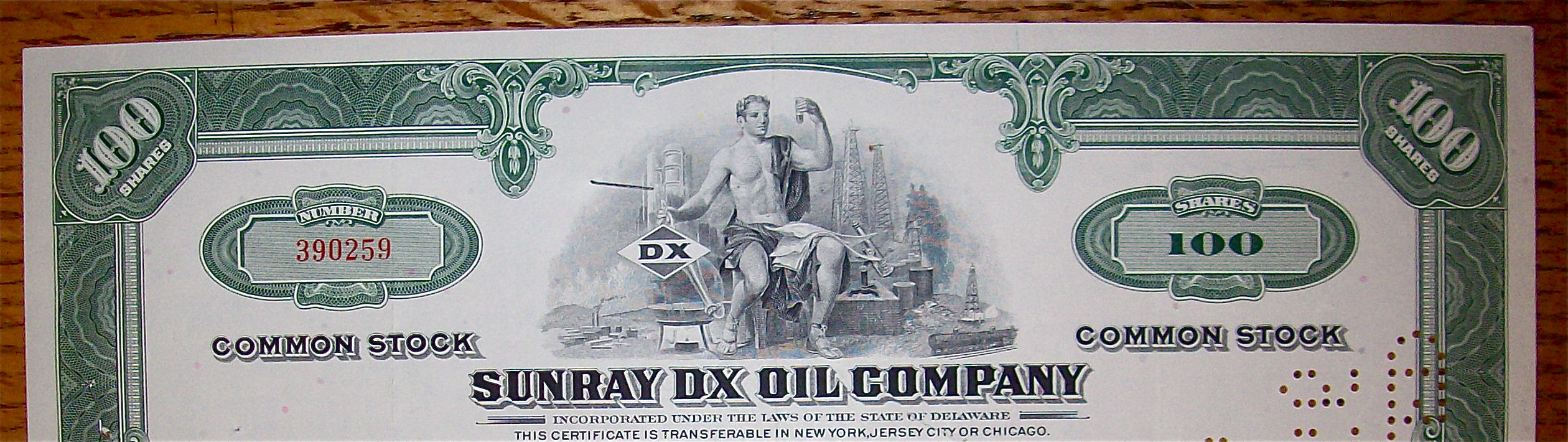 1965 Sunray DX Oil Company Stock Certificate