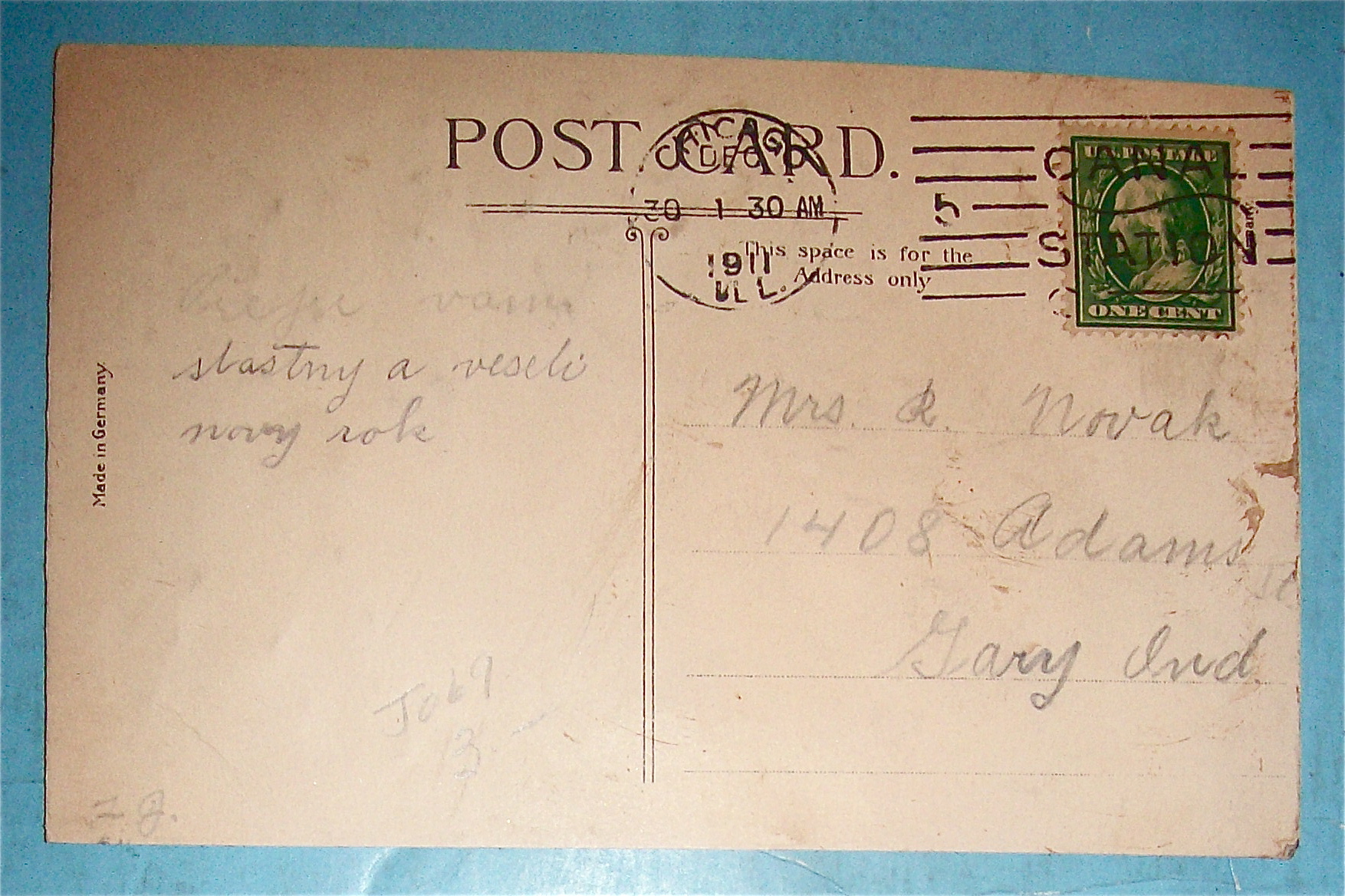 Stastny Novy Rok Postcard with Two Bells & Mistletoe