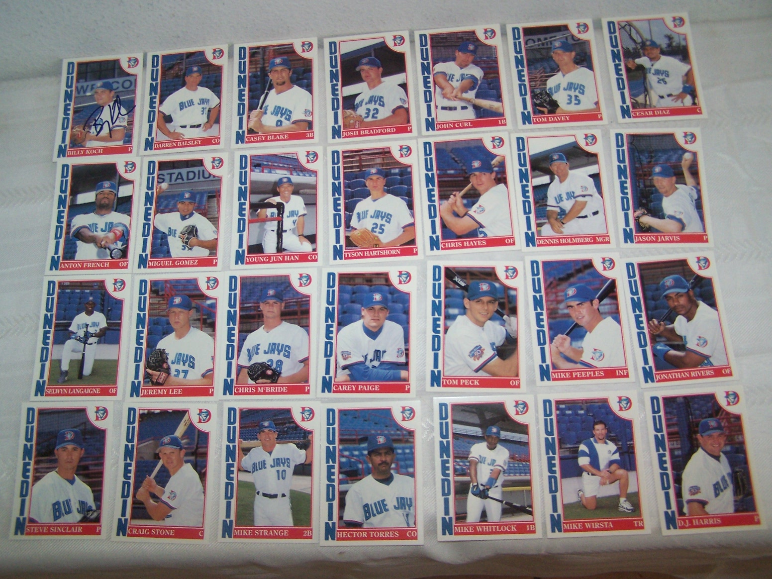 28 Cards, 1997 Dunedin Blue Jays Baseball Card Set