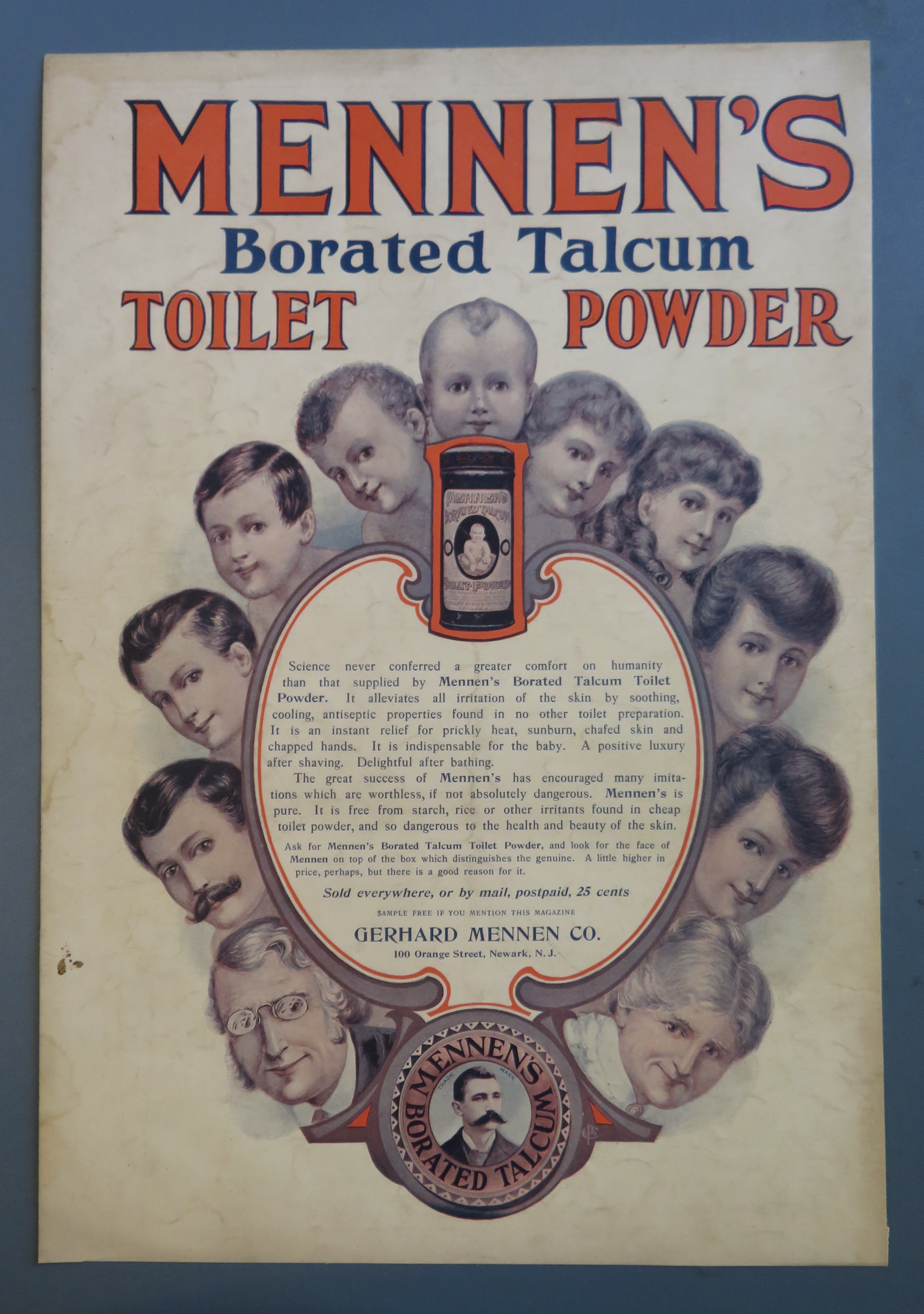 1904 Mennen's Toilet Powder with Many People's Faces